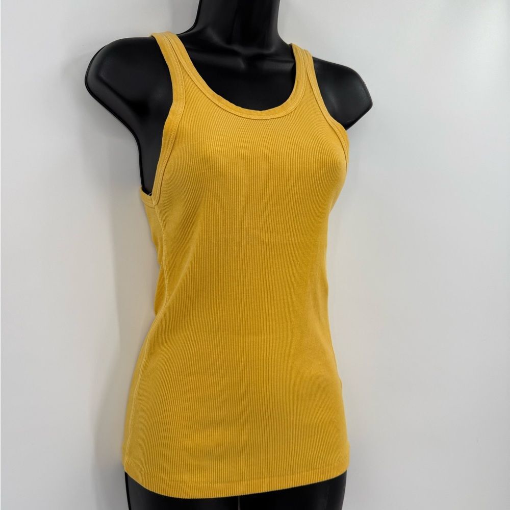 AMO Long Ribbed Tank Top in Yellow | Size Medium - Picture 4 of 6